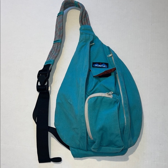 KAVU Teal Rope Sling Back Pack Large Hiking Camping Outdoors main image 7